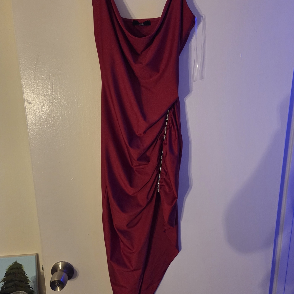 Elegant Red Draped Dress